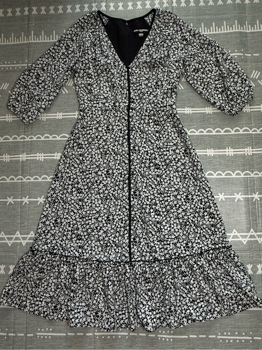 Karl Lagerfeld Black and White Floral Midi Dress